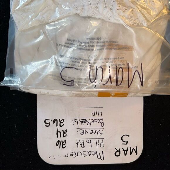 Vintage Lee Mar Women's White Collared Blouse Size 44 Long Sleeve Deadstock - Picture 8 of 8